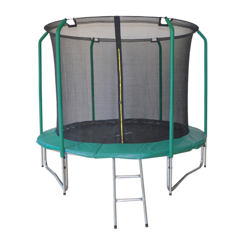 DUVLAN Trampolína SkyJump 244 cm + vnútorná sieť + schodíky zelená