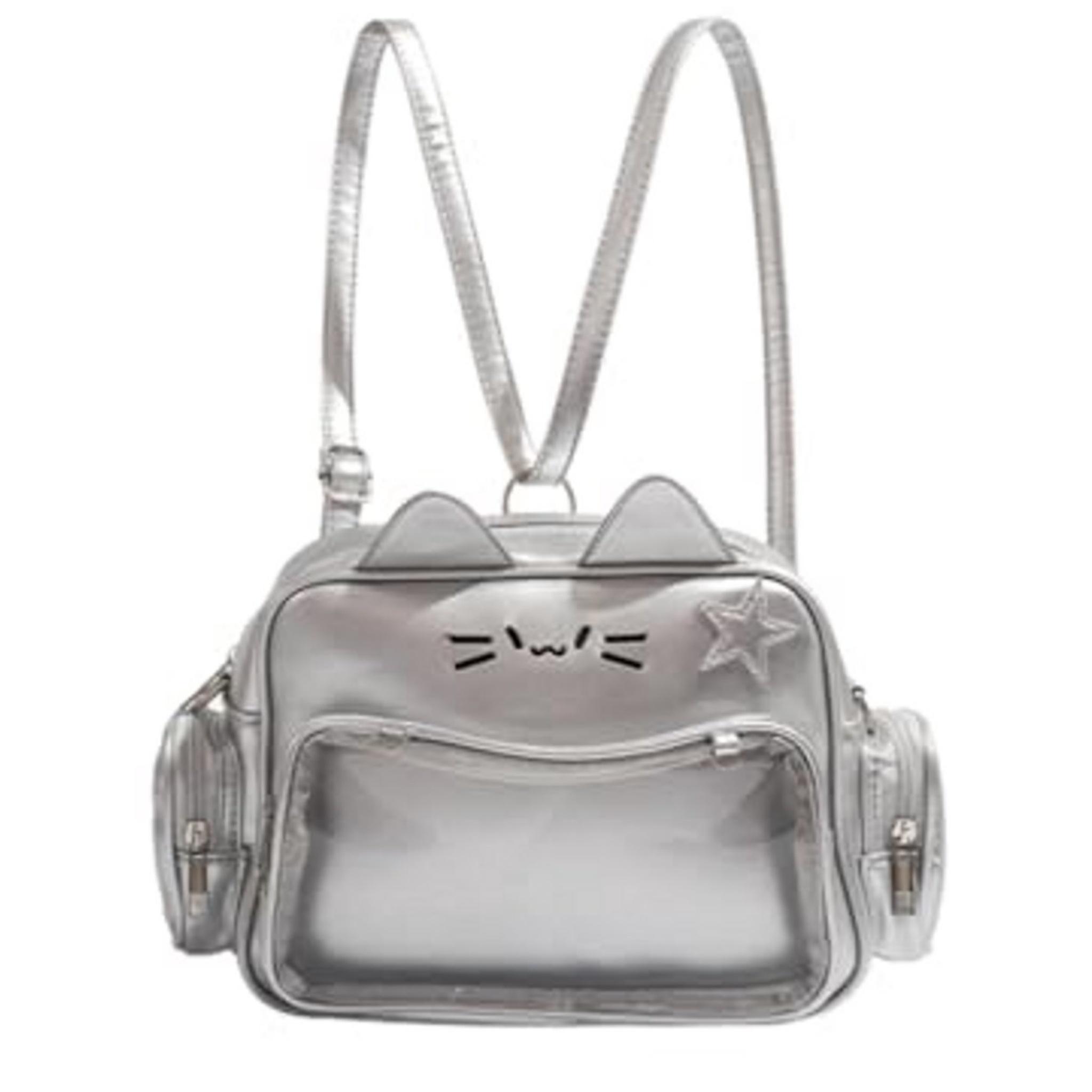 DTC GmbH Y2K Cat Ita Bag Damen Kunstleder Rucksack Leichter Schulrucksack