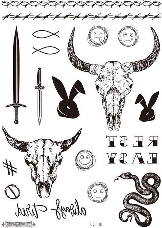 INF Schwarze temporäre Tattoos - 5er-Pack model 1 330761