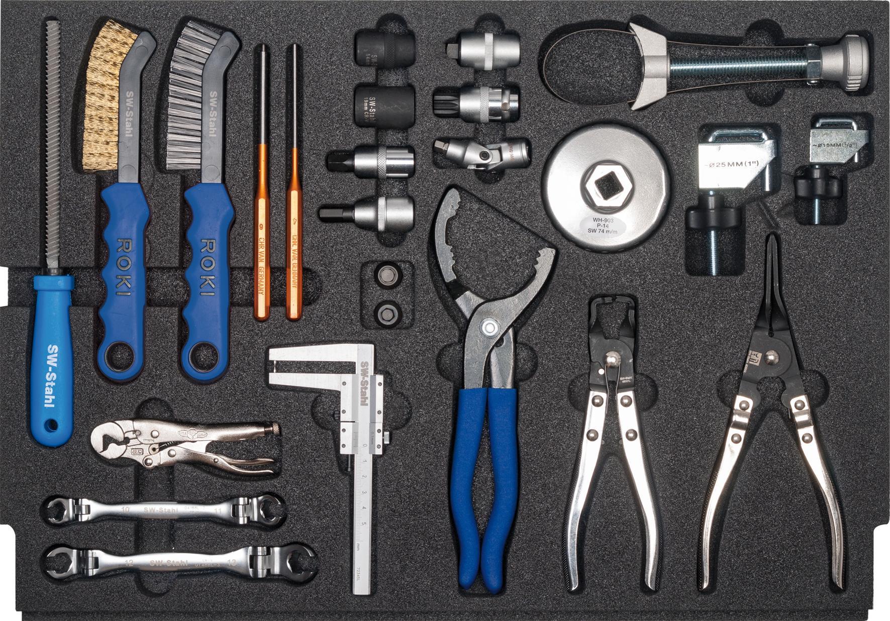 Swstahl SW-Stahl Z3000-26 Werkstattwagensortiment, Öl-, Kraftstoff- und Bremsendienst Werkzeuge, 26-teilig