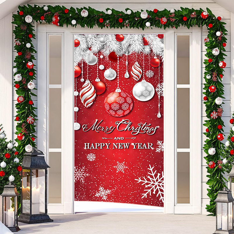 ZXTGBQ Weihnachtstür-Abdeckung 2 Stück - Santa Banner 185x90cm Für Weihnachtsdeko