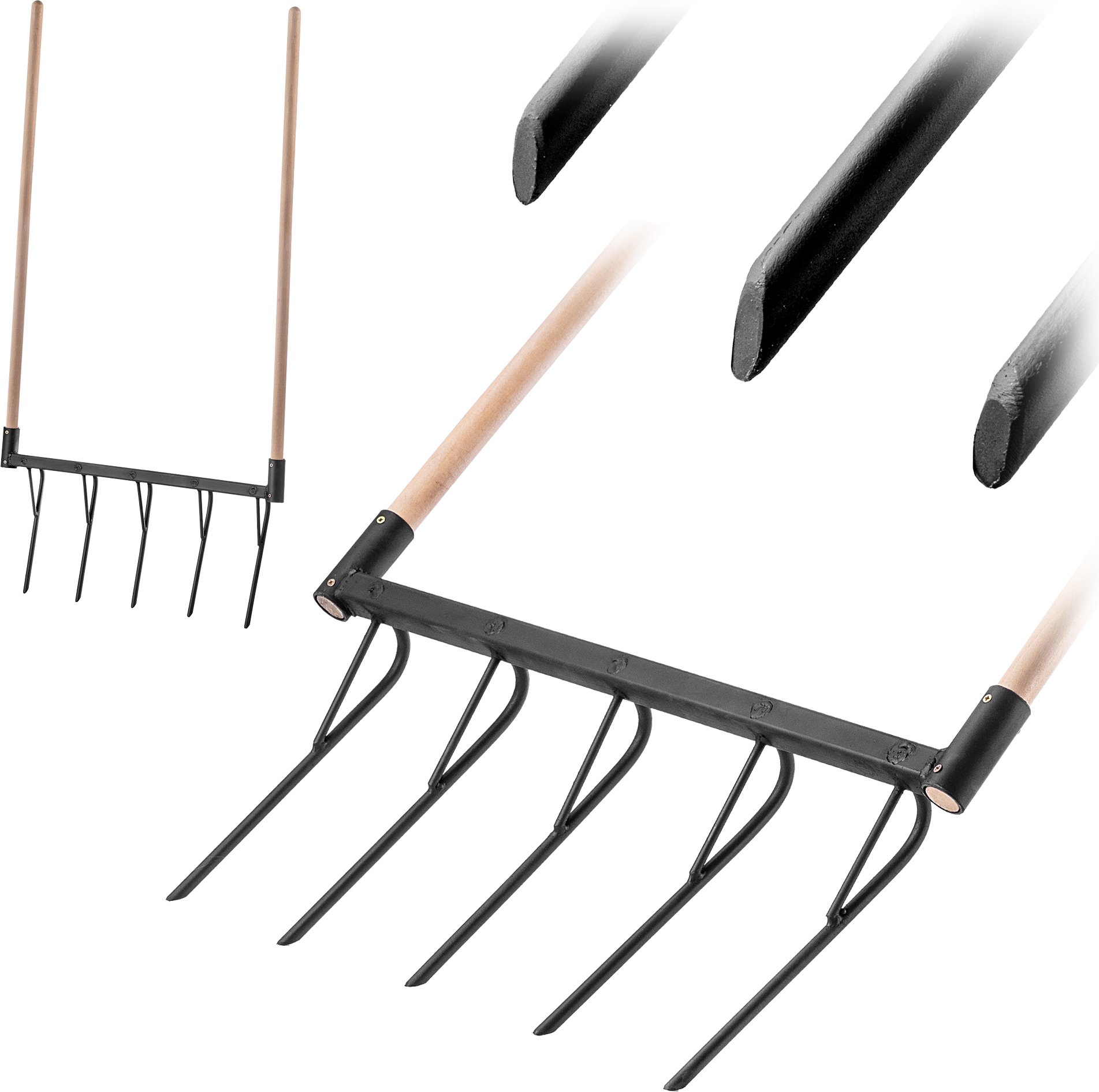 KADAX Handkultivator mit 5 Zinken zur Bodenlockerung, mit Stiel