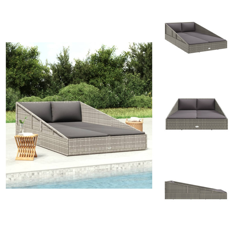 vidaXL Gartenbett Grau 110x200 cm Poly Rattan - Gartenbetten