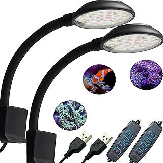 Akhan 2pcs Aquarium Licht, Clip-on Aquarium Lampe mit Weiß und Blau Licht, 7W für 20-40 cm Aquarien mit Aquarium Beleuchtung geeignet für Wasserpflanzen und Süßwasser Aquarien 174819038