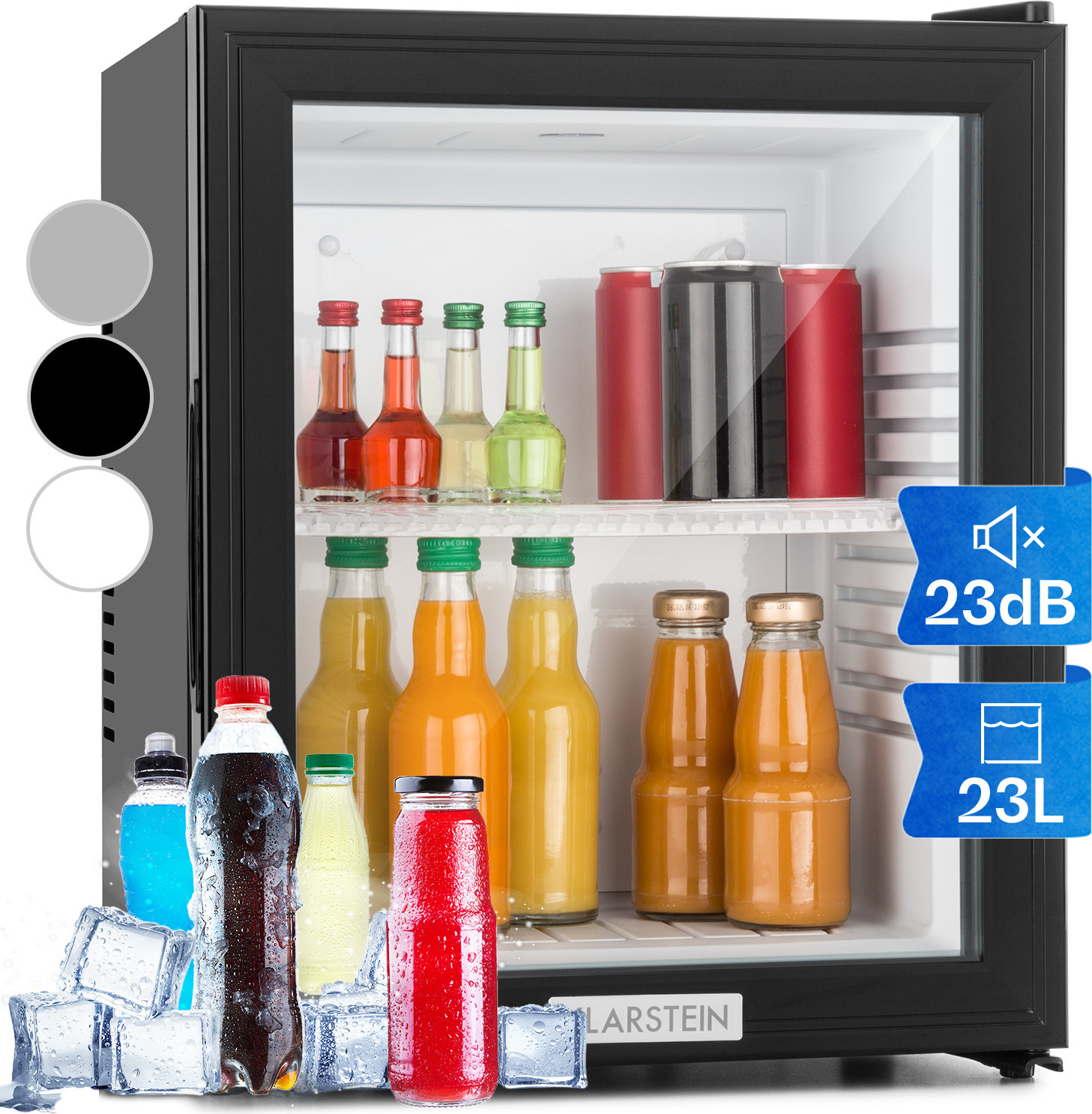 Klarstein Kühlschrank, Mini Kühlschrank mit Glastüre, Mini-Kühlschrank für Getränke, Snacks & Kosmetik, Kühlschrank Klein & Leise, Verstellbare Ablagen, Kleiner Skincare Kühlschrank 12-18°C, 23L HEA-MKS-12