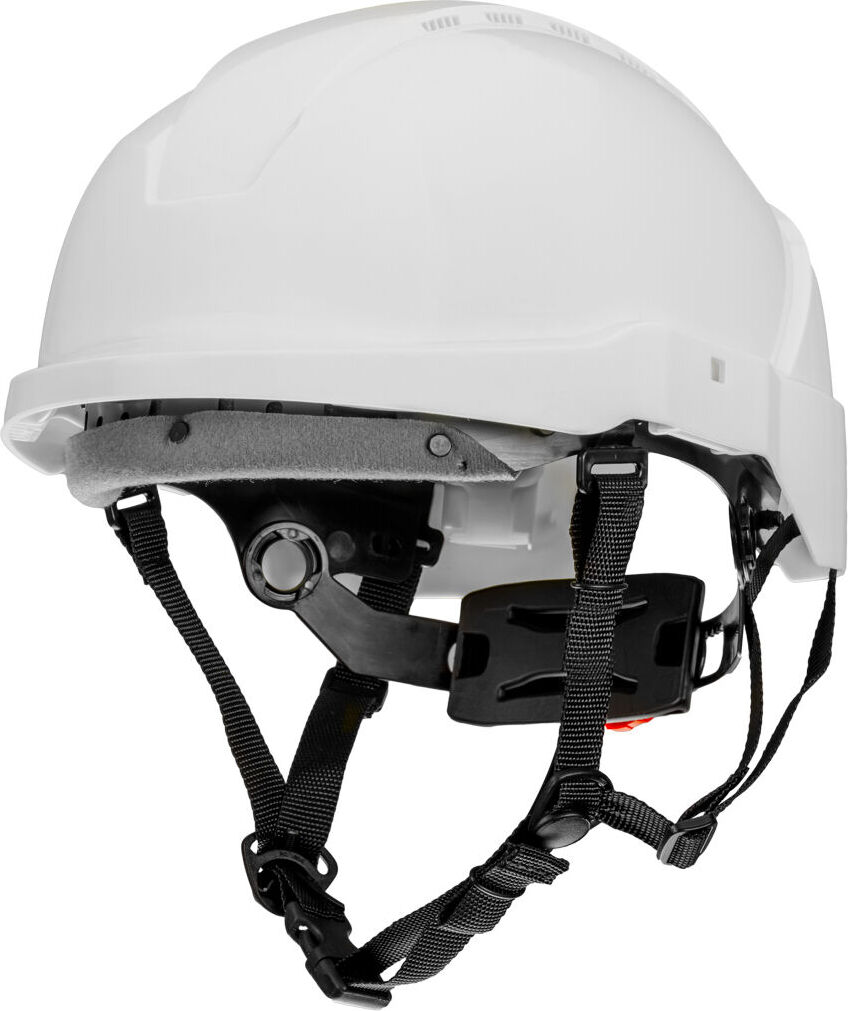 NEO TOOLS Industriehelm für Höhenarbeiten, verstellbarer Umfang 51-63cm, Material: ABS, 6-Punkt-Gurt, 4-Punkt-Kinnriemen, Gewicht: 430g, resistent gegen seitliche Verformung, (Weiß) 97-211