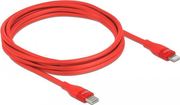 Delock USB-C zu Lightning MFi Kabel rot 2m Schnellladung & Datentransfer 86635