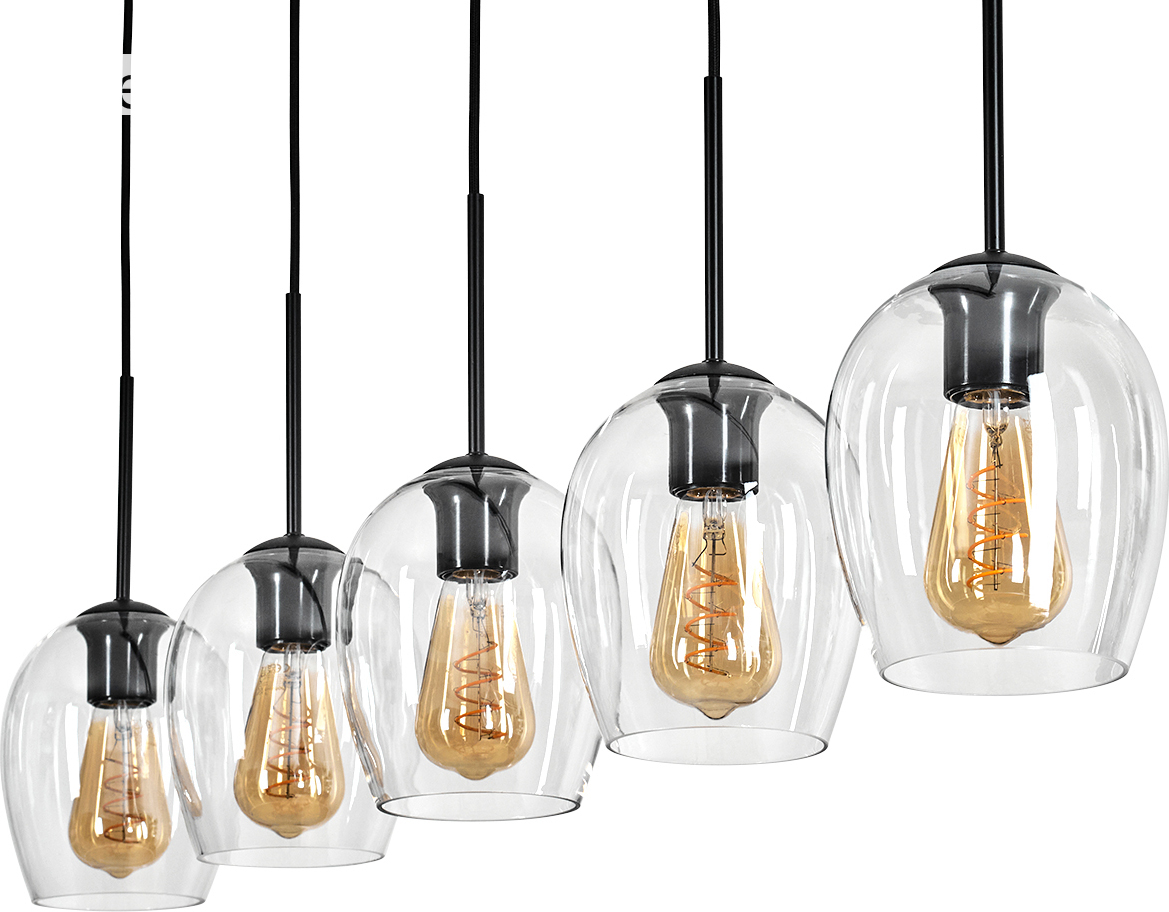 hofstein Usigliano Pendellampe aus Metall/Glas in Schwarz/Klar H3797495