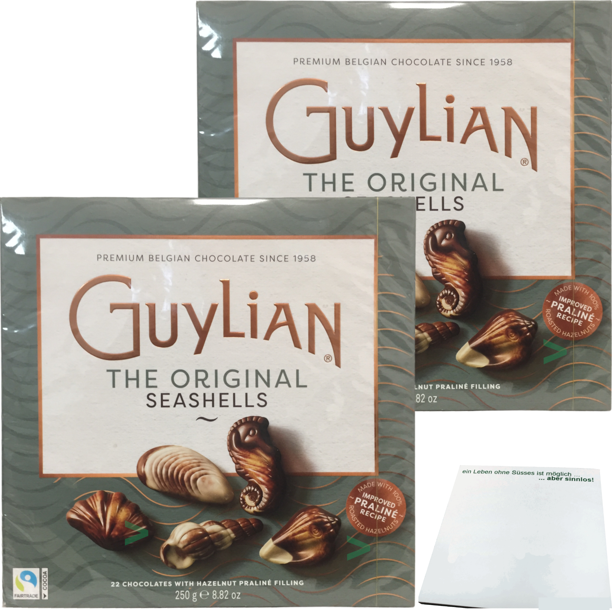 Guylian original belgische Meeresfrüchte Pralinen 2er Pack (2x250g Packung) + usy Block