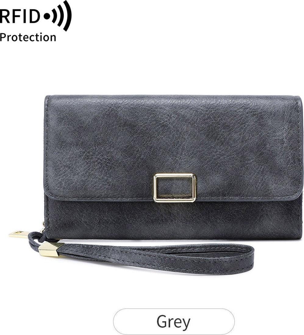 INF Neue multifunktionale RFID Damenbrieftasche Grau 359242