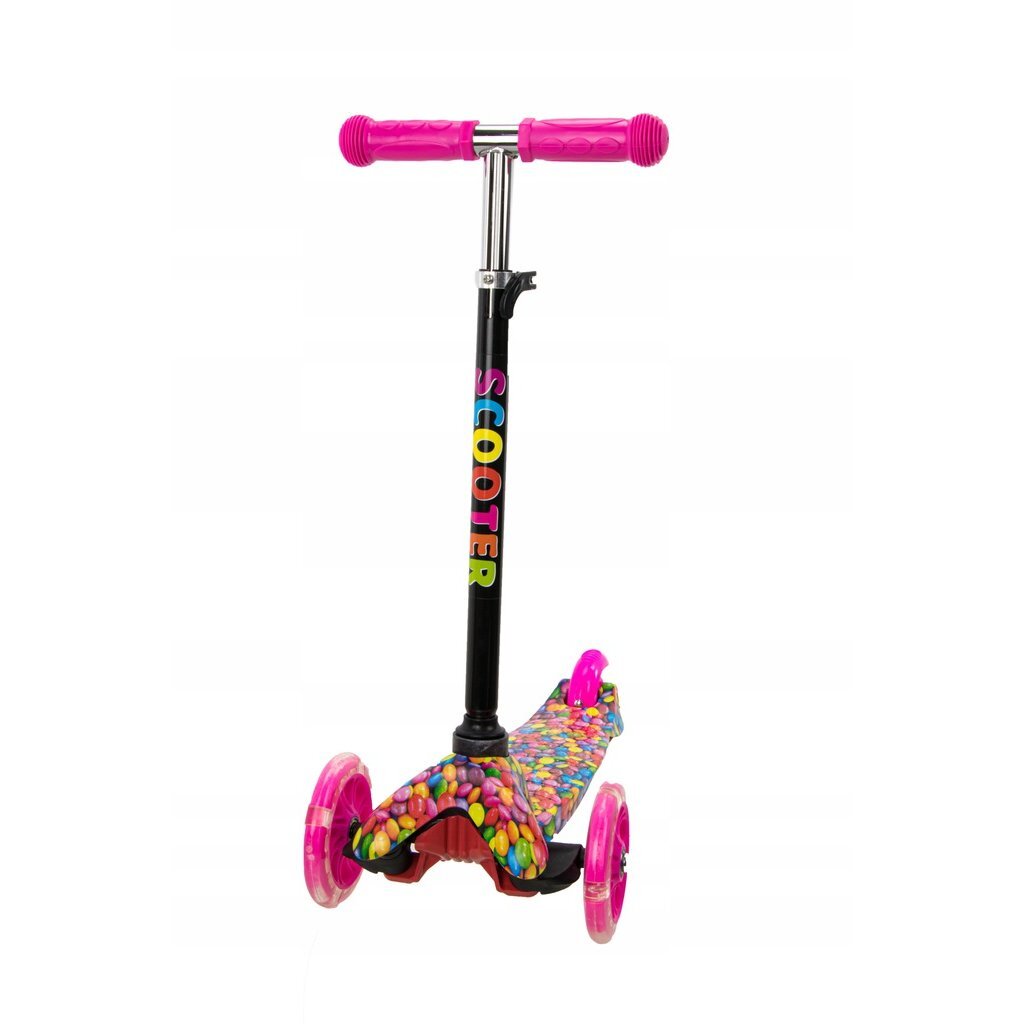 Dreirädriger Roller MAXI SCOOTER mit leuchtenden Rädern, BONBON, pink H-049-BOR