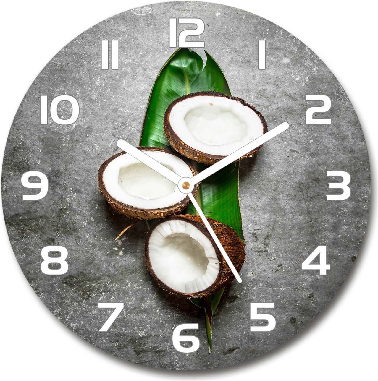 tulup Wanduhr aus Glas 30fi Glasbild Glasuhr Gehärtetes Glas - weisse-zeiger - Halves of coconut tw2-de-zso-30-bi-f-120962660