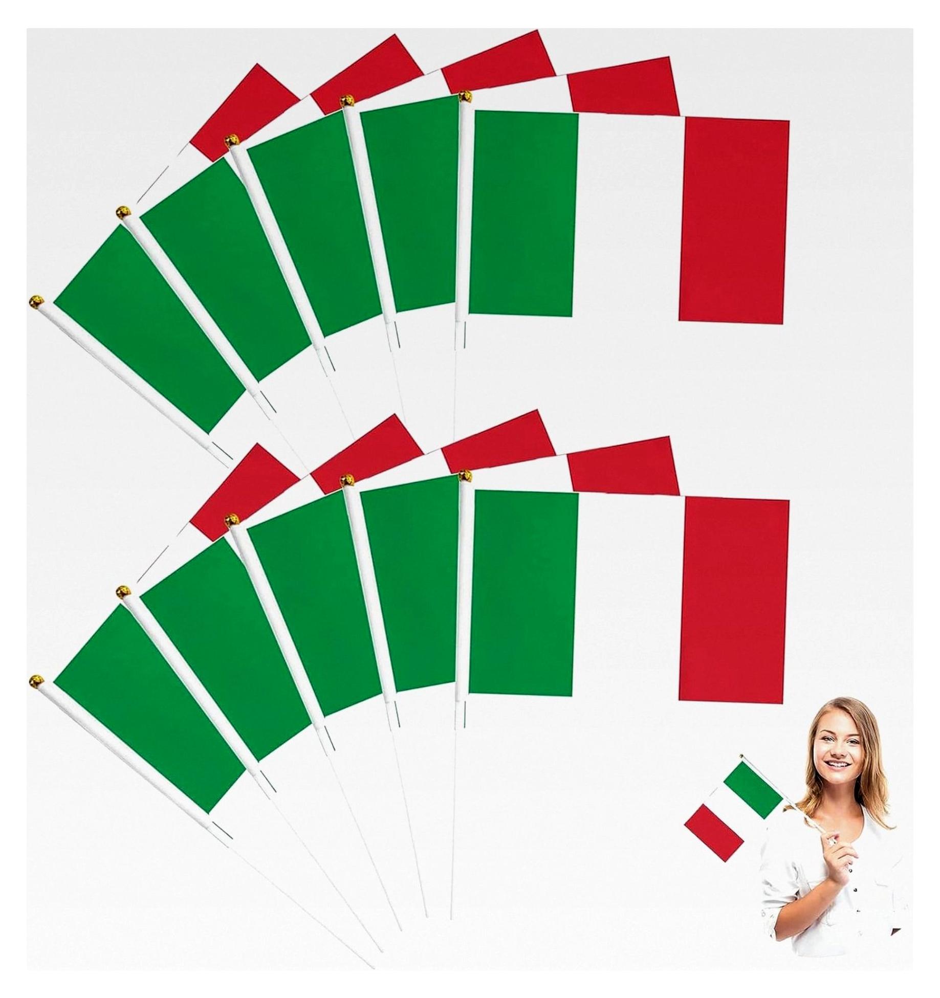 Markenlos Italienische Hand Mini Flagge, Mini italienische Flagge, Handheld Italienische Flagge, 10 Stück