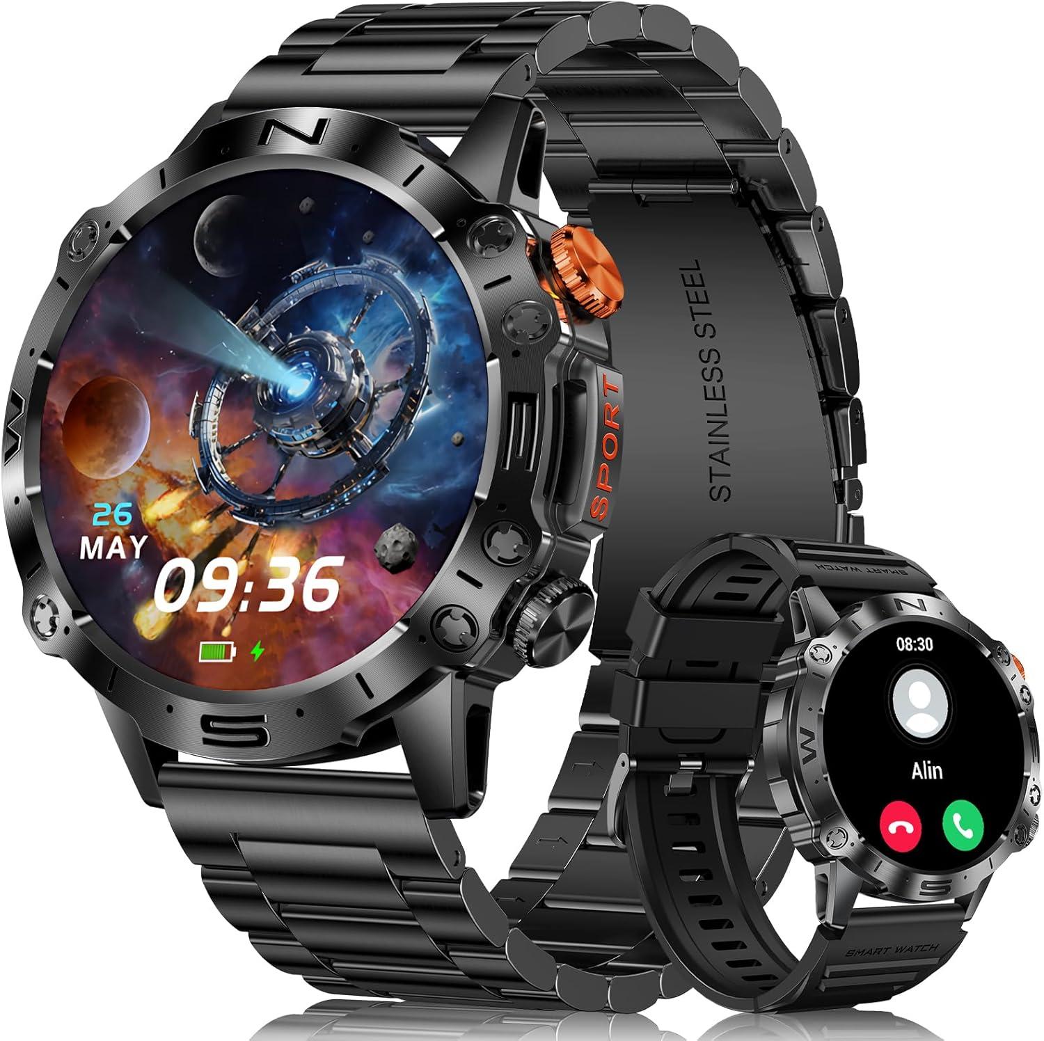 MEGALITH Herren Smartwatch mit Telefonfunktion 1.43