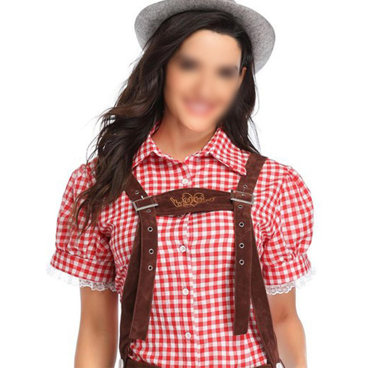 Oktoberfest Dirndlbluse Crop Top - Weiße Wiesn Bluse Mit Spitze Off-Shoulder