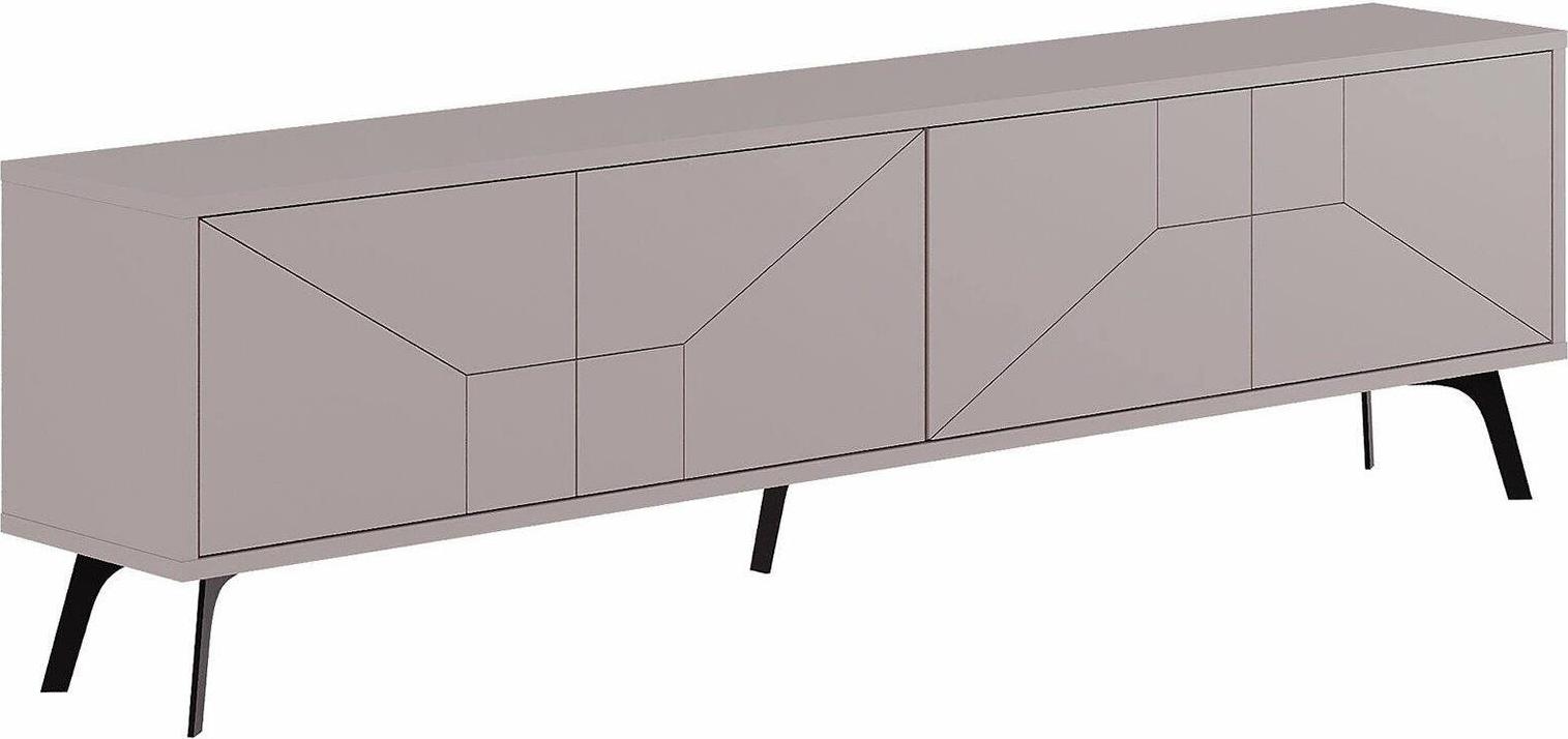 Dmora Fernsehschrank Aljanah, Ständer für Wohnzimmerfernseher, Niedriges Wohnzimmer-Sideboard, TV-Ständerbasis, 180x30 h50 cm, Beige
