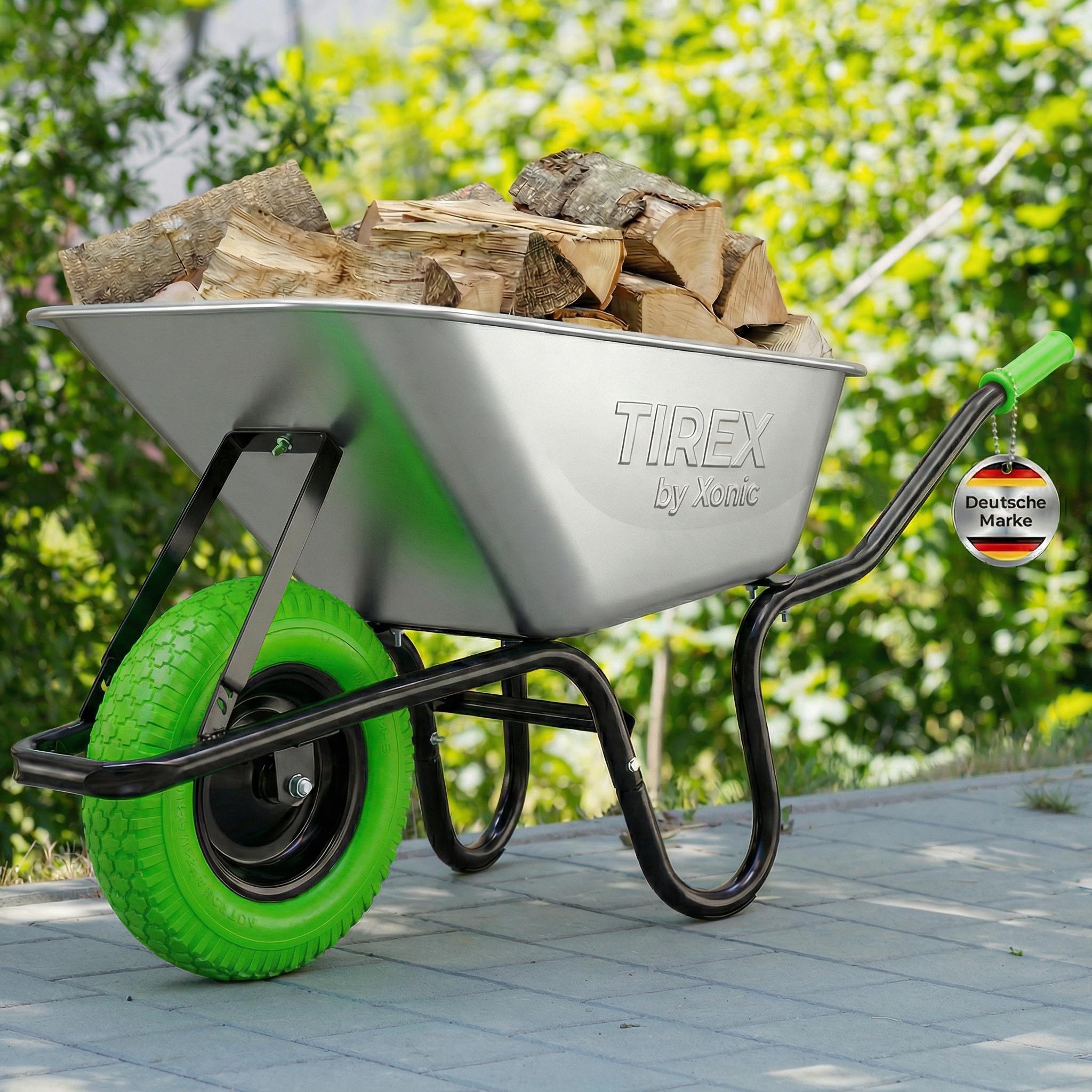Juskys Schubkarre 100 L – 210 Kg Tragkraft, Verzinkte Wanne, Luftreifen 40 Cm, Für Garten & Baustelle