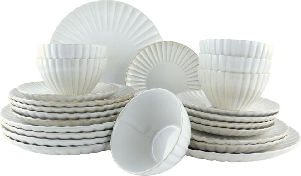 OTIX Serviesset 6-Personen-Tellerset 24-teilig Frühstücksteller Speiseteller Untertassen Suppenschalen ohne Henkel SOLIS 2870781
