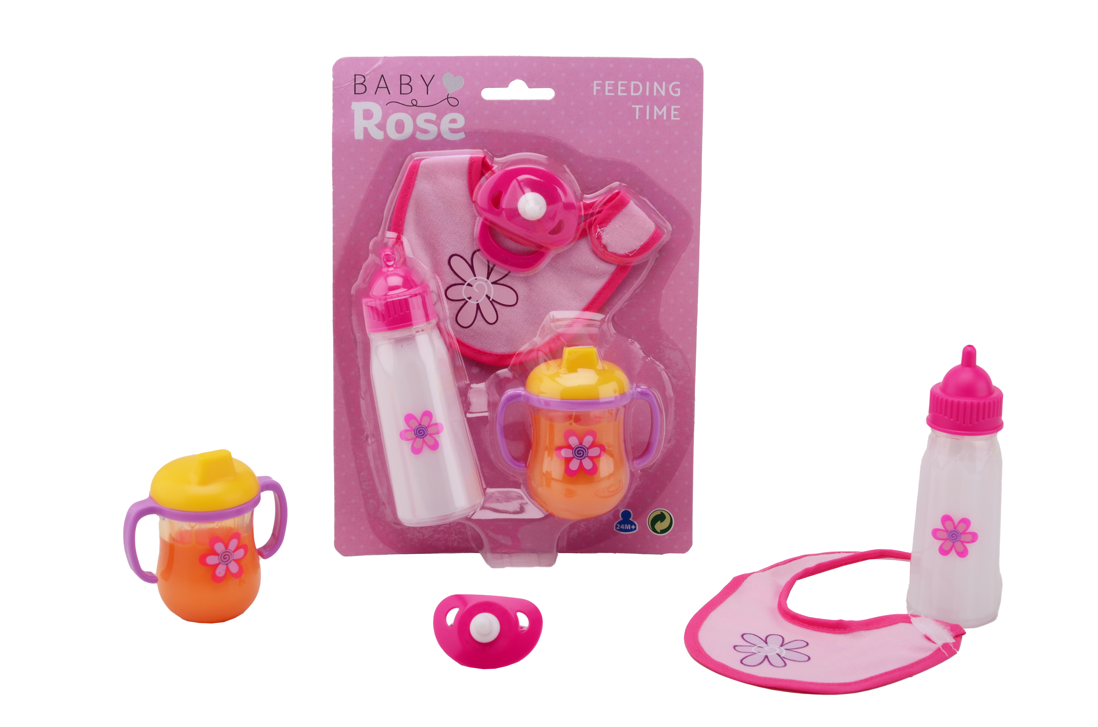 JohnToy 27567 Baby Rose Essenszeit Puppe Spielset, Mehrfarbig