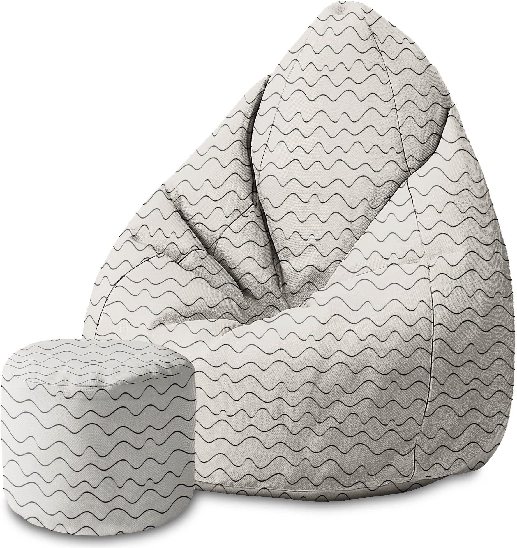 Dreamroots Bean Bag 80x80x120cm Puff Sitzsack mit Lehne und Hocker Sitzsack mit Füllung Sitzsack Erwachsene mit Füllung Wavy pufM-021