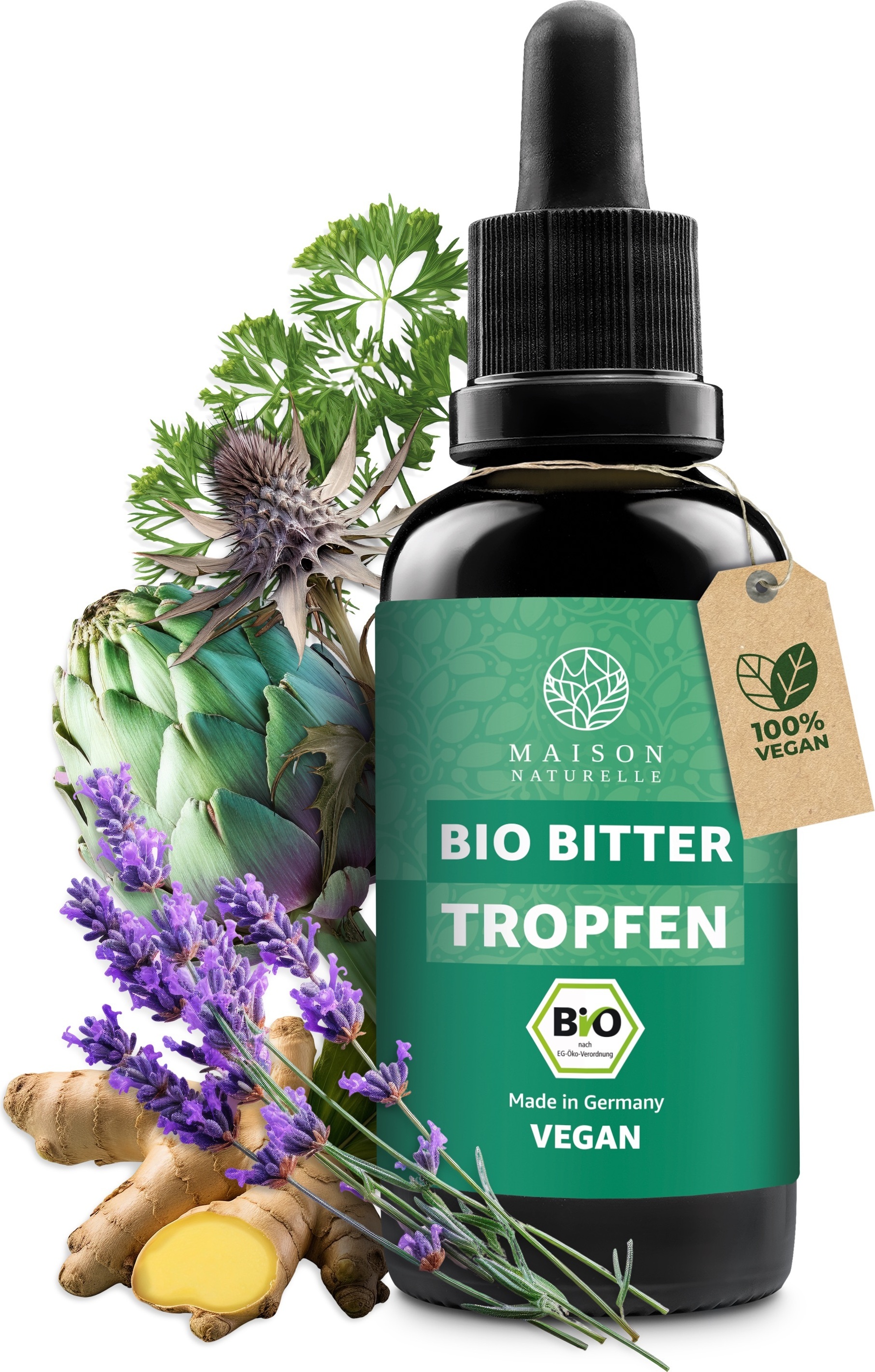 MAISON NATURELLE®Bitterstoffe Tropfen (100 ml) – Bittertropfen nach Hildegard von Bingen – Bitterstoff Bittertee Schwedenbitter Bitterstoffe Tropfen Bitter Tee