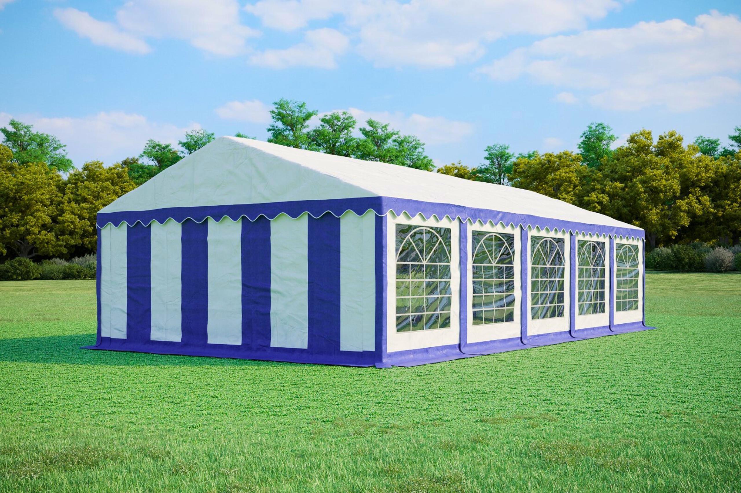 Pártystany-Jiín s.r.o. Gartenparty-Zelt 5x10m - PVC Standard Feuerfest - Blau und Weiß