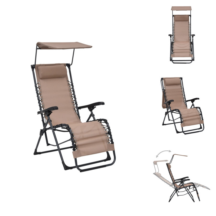 vidaXL Skladacie lehátko Textilene Taupe - Lehátka