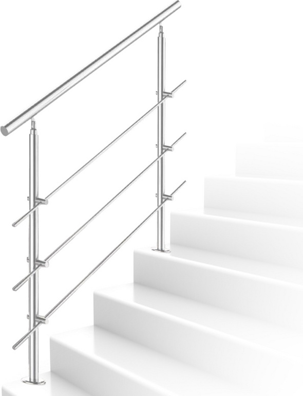 VINGO Edelstahl-Handlauf Gelaender fuer Treppen Bruestung Balkon mit 3 Querstreben (80cm, 3 Querstreben) RLYL-4009*1bz