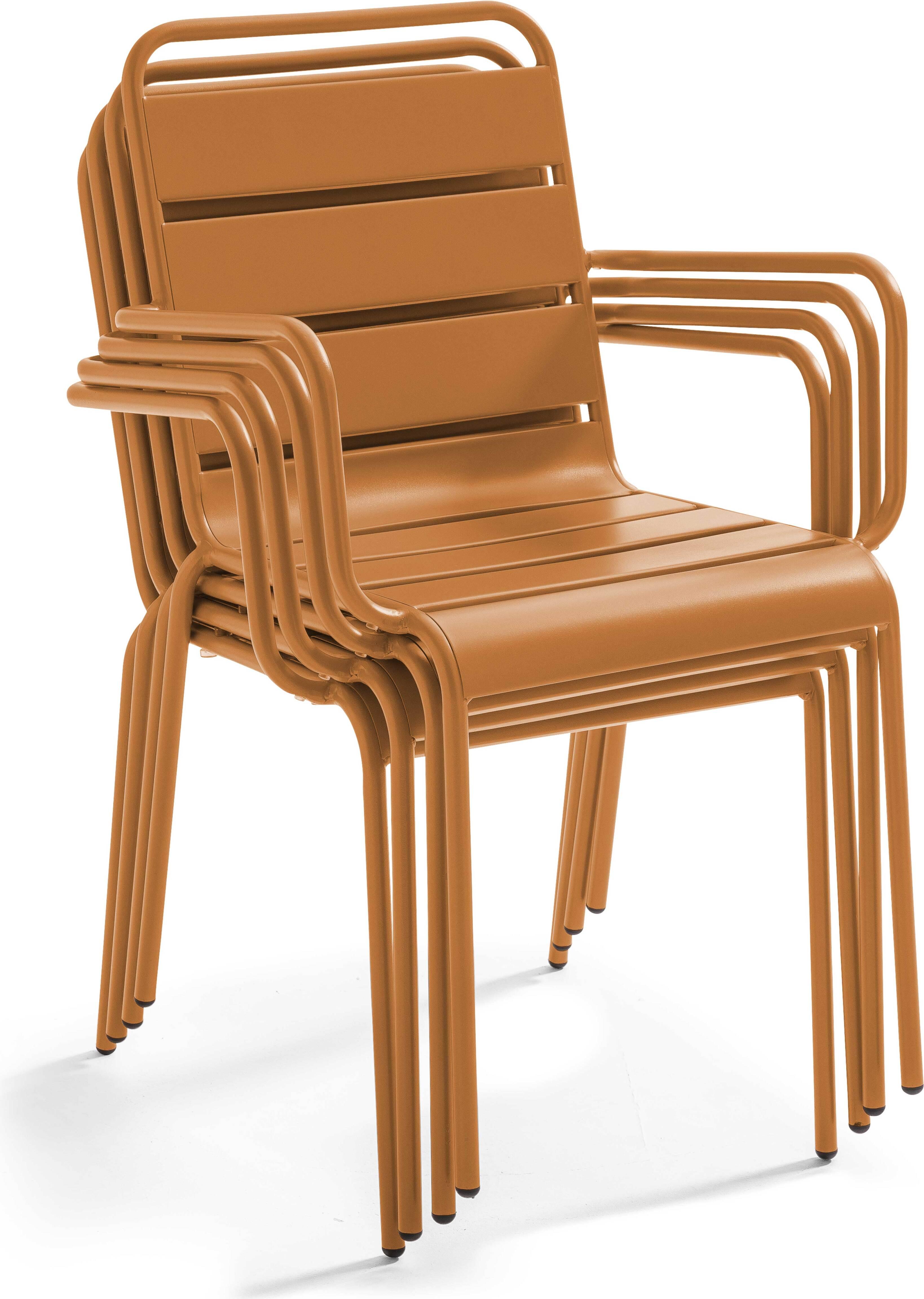 Gartenstuhl aus pulverbeschichtetem Stahl Karamell - Oviala Palavas 113931