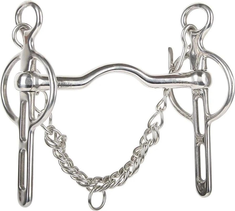 Harrys Horse Liverpoolkandare mit Zungenfreiheit 2-Slots 14,5 cm 41201112-Silver-14.5cm