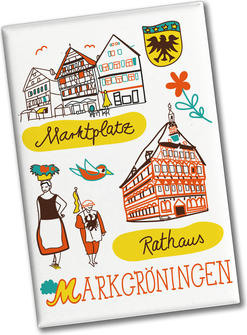 speecheese Markgröningen Wimmelbild Souvenir Souvenir Magnet - Marktplatz