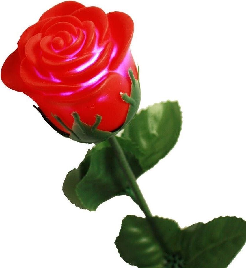 HAAC 2 Led Rose Leuchte mit Stiel & Blättern Farbwechsler Farbwechsel rot 33 cm