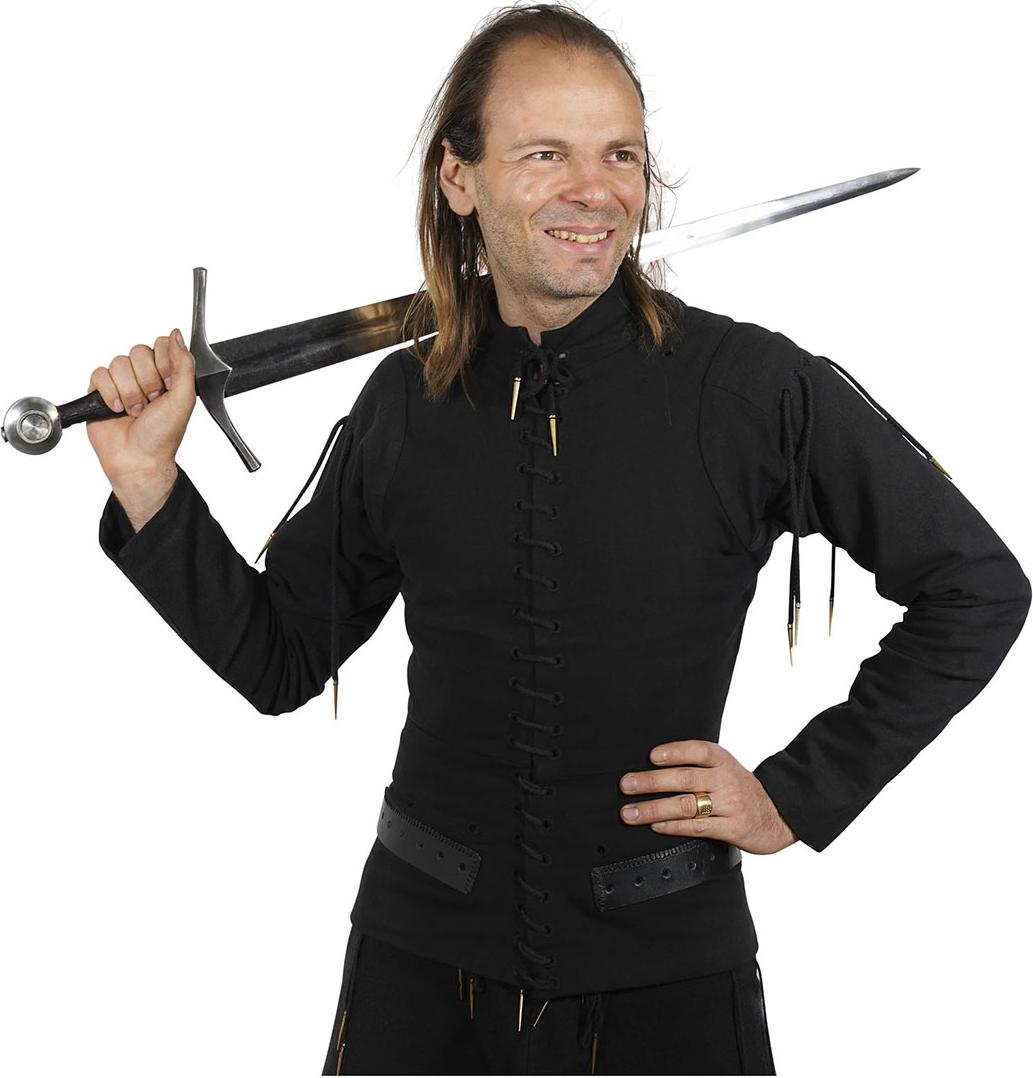 Mythrojan Canvas Rüstwams Doublet mit Nesteln Schwarz XS