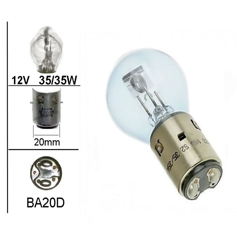 Mokix 2x 12V 35/35W Glühlampe BA20D E-Prüfzeichen, Mofa Moped Motorrad NEW-980