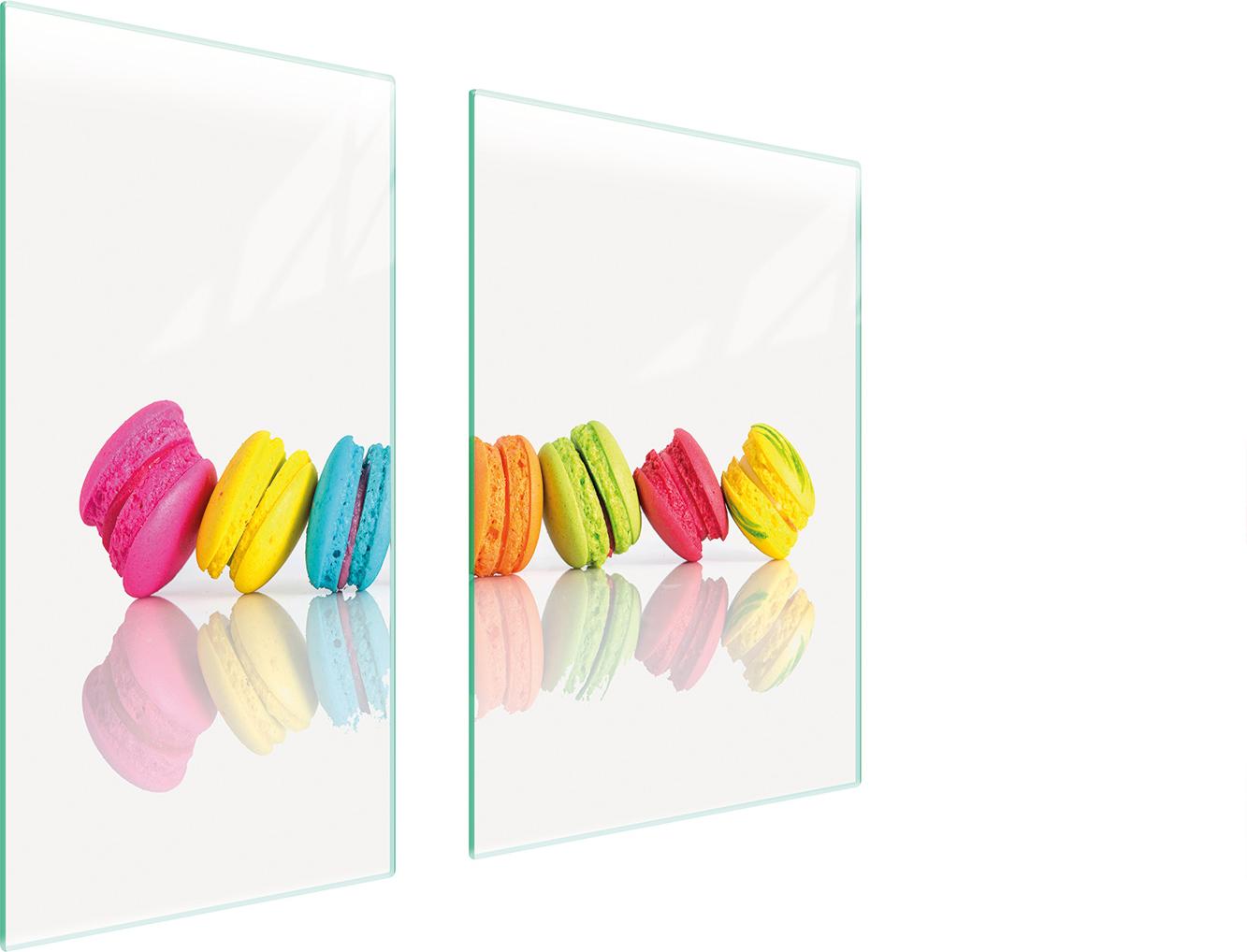 TMK ArtDeko Herdabdeckplatten 2 teilig 75x52 Glaskeramikkochfeld Abdeckung Glas Schneidebrett Essen Bunt