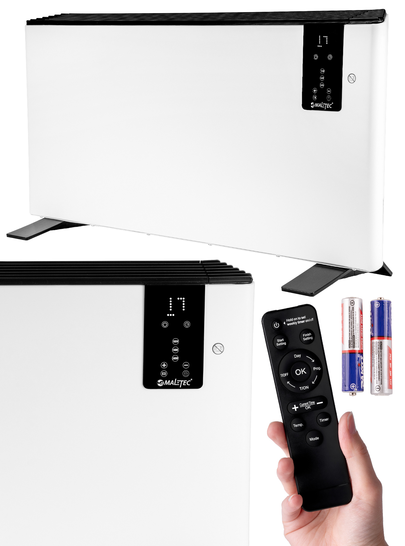 Kúpeľňový radiátor Elektrický sušič uterákov BH500W-WH MalTec 970 x 535 mm Programátor 3 výkony 500 W Konvektor