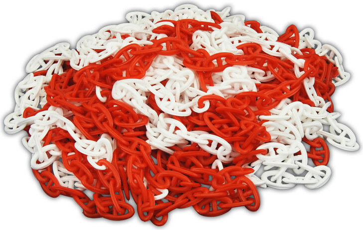ES-Team UvV Absperrkette aus Kunstoff mit extra Stabilität in rot/weiß in 6 oder 8mm Stärke(6 mm)
