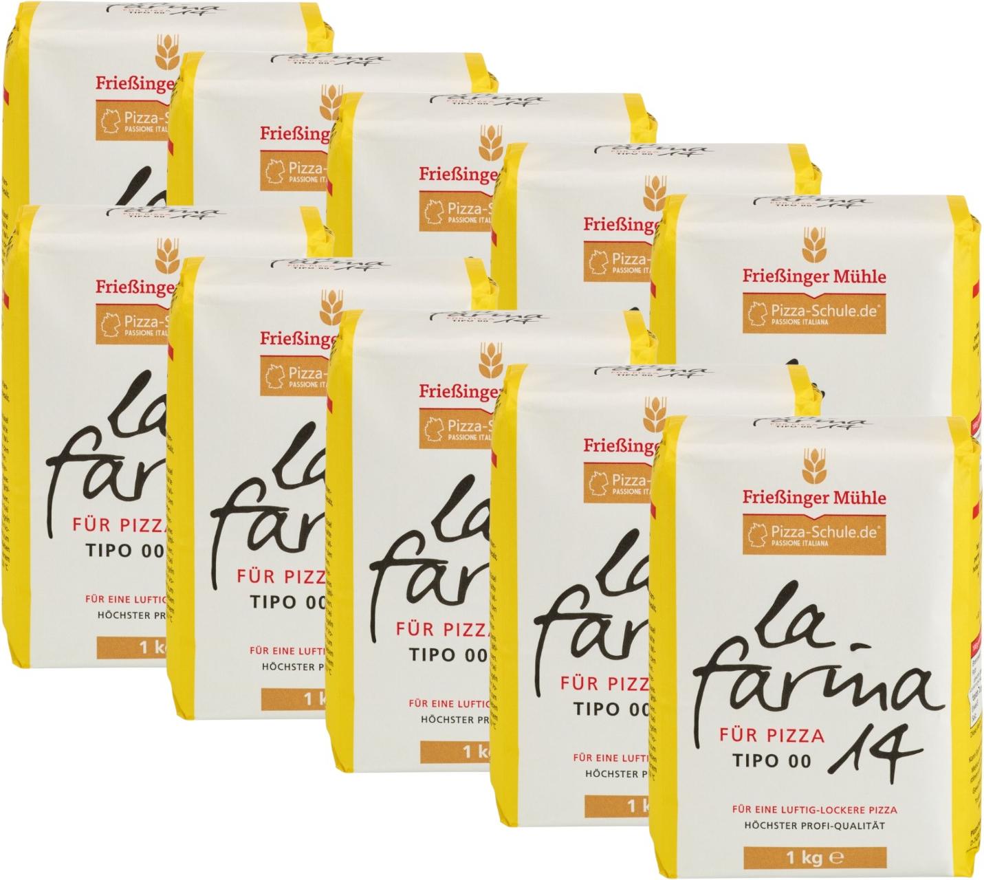 Frießinger Mühle La Farina 14 Pizzamehl Tipo 00 1 kg (10er Pack)