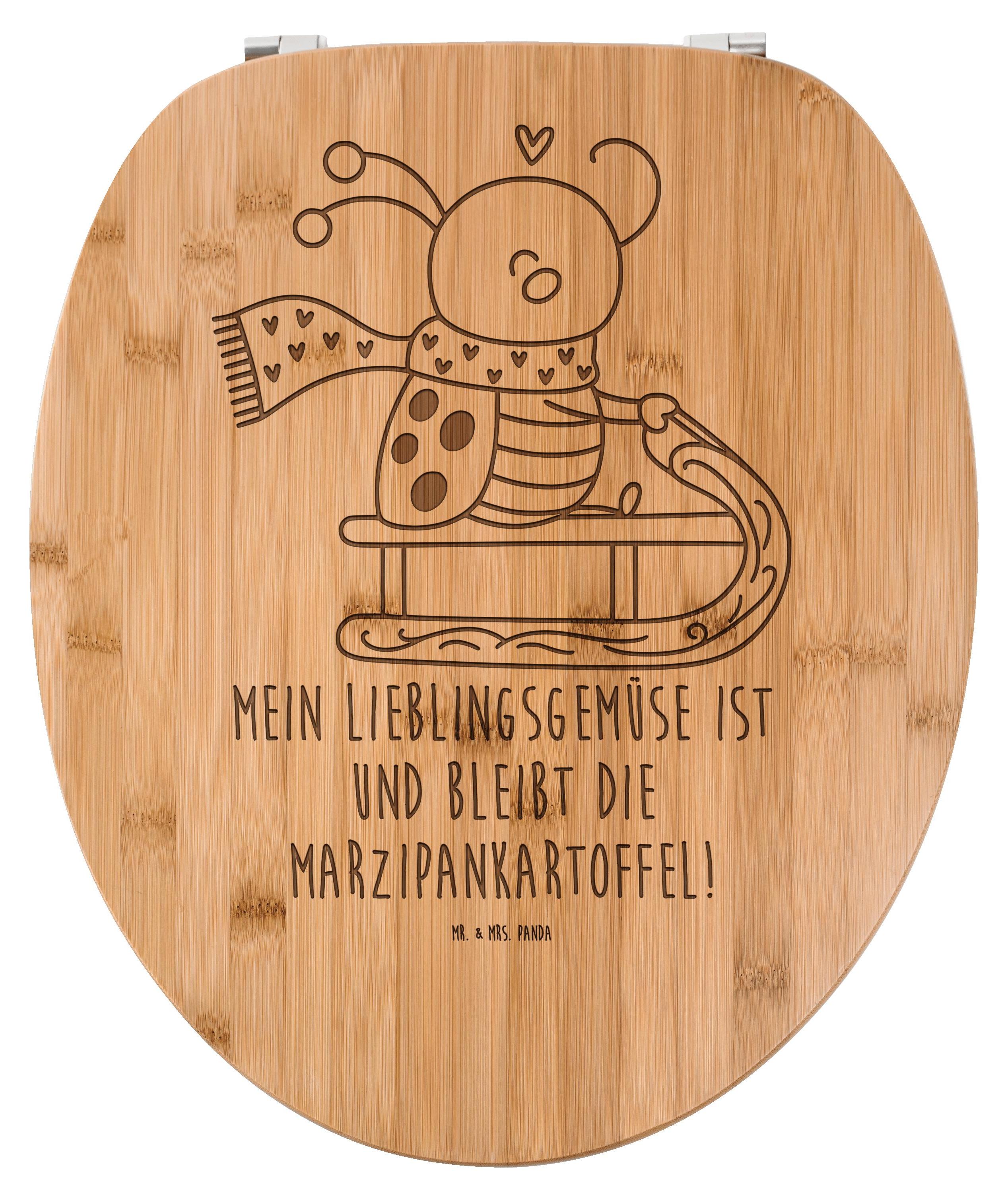 Mr. & Mrs. Panda Toilettendeckel Smörle Rodeln - Transparent - Geschenk, Schlittenfahren, WC Deckel, Klobrille, Weihnachten, Sitz, Aus Holz, Klodeckel, Marzipan, Winter PD-1918360-STANDARD