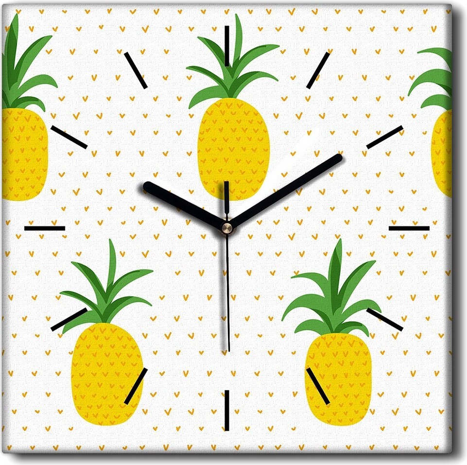 Coloray Uhr auf Leinwand 30x30 cm Wand Uhr Dekoration Wohnzimmer Segeltuch schwarze Hände -Ananas-Fruchtwand zck-30x30-108160285-c