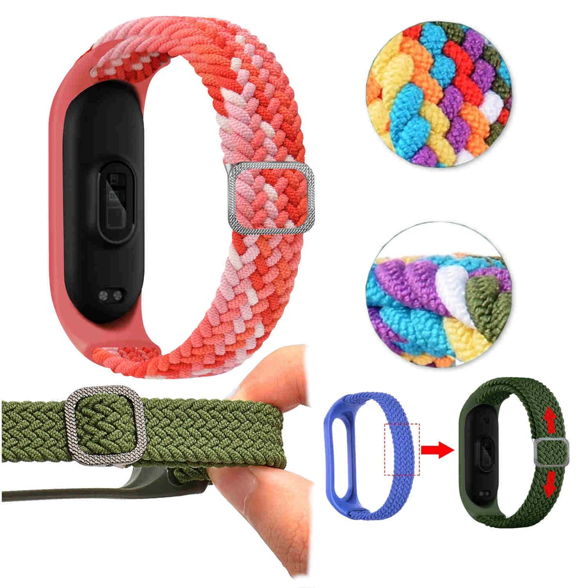Pre Xiaomi Mi Band 5 / 6 / 7 hodinky Nylonový silikónový náramok Náhradný športový náramok Vzor 11