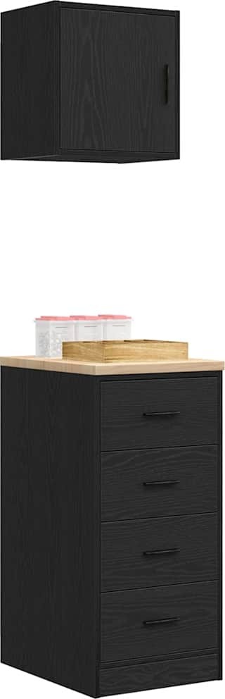 vidaXL Garážové skrinky 2 ks čierne na báze dreva