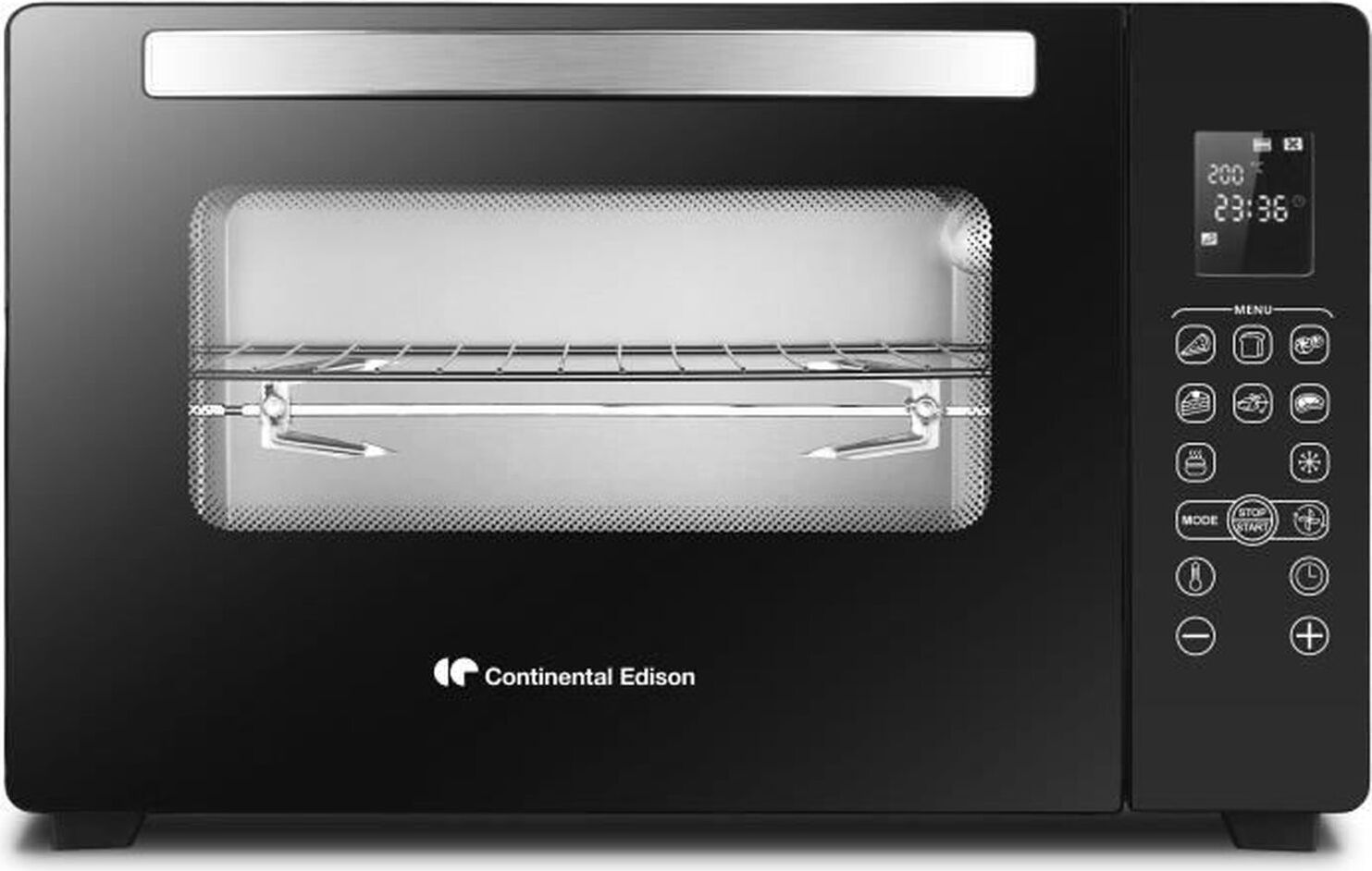 Elektrická rúra CONTINENTAL EDISON CEMF45DIG, 2000W, 230°C, 45L, otočná, čierna