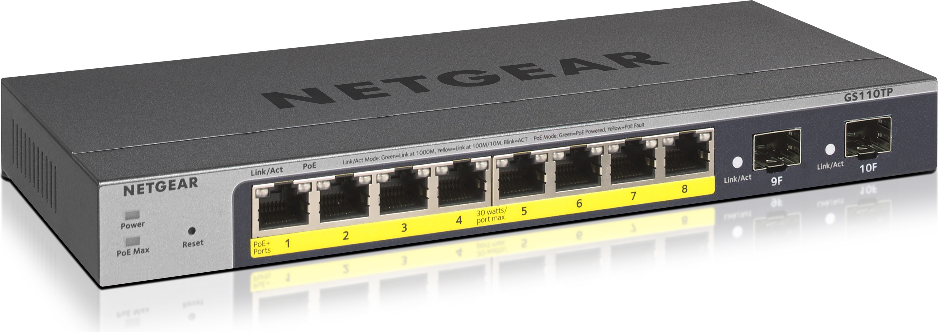 NETGEAR GS110TP, Managed, L2/L3/L4, Gigabit Ethernet (10/100/1000), Vollduplex, Power over Ethernet (PoE) GS110TP-300EUS
