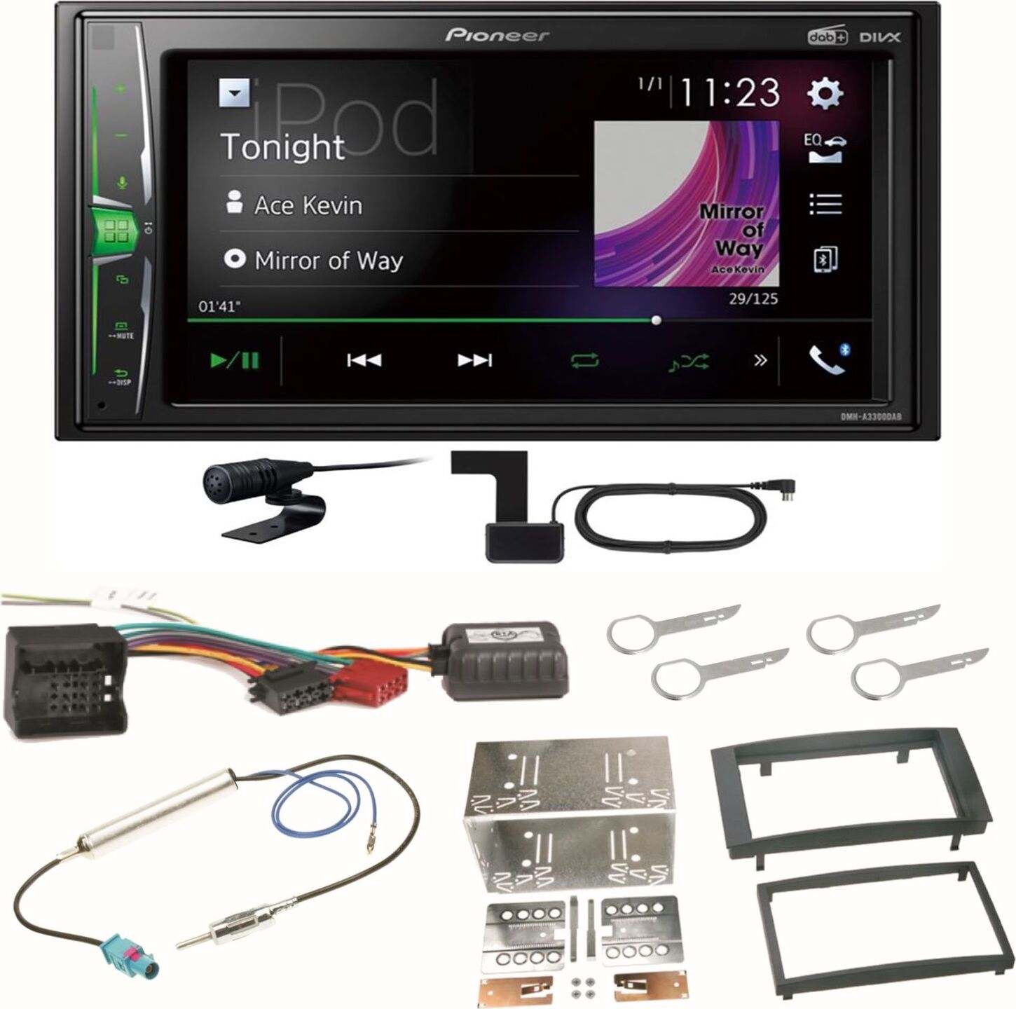 Pioneer DMH-A3300DAB Bluetooth Digitalradio Einbauset für T5 2003-2015 Multivan