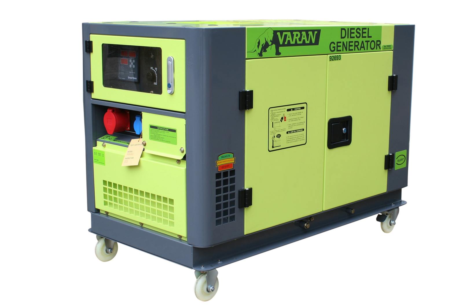 Varan Motors - 92693 Elektrický dieselový generátor Tichý generátor 10kVA 400V 230V 12V, chladený vodou