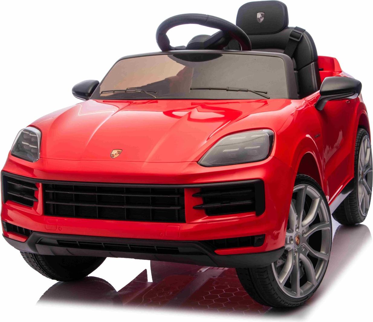 Beneo Elektrisches Ride-On Auto Porsche Cayenne 12V mit Hinterradantrieb – Lizenzmodell (Einzelsitz), rot , Lithium-Batterie, breiter Sitz, gefederte Achsen, 2,4 GHz Fernbedienung, MP3-Player mit USB-/AUX-Eingang, LED-Leuchten PORSCHE_CAYENNE_BDM0990_RED