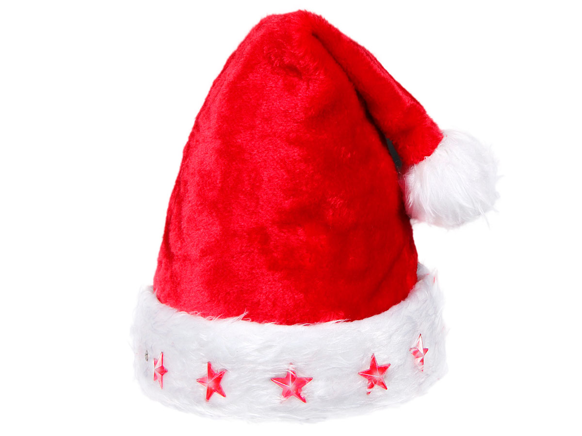Weihnachtsmütze mit 5 LED Sternen Blinkend Nikolausmütze Weihnachten Mützen 