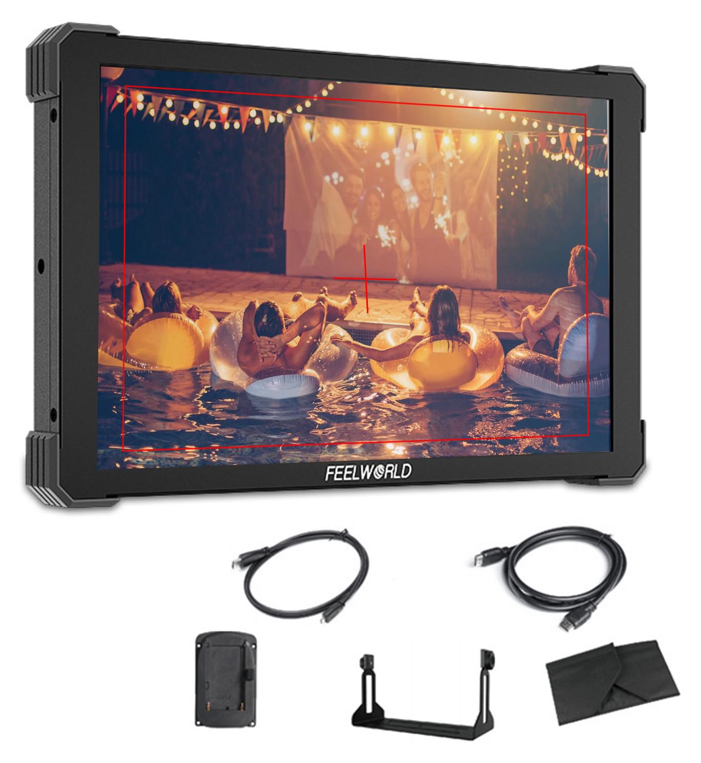 FEELWORLD T10 10,1-palcový monitor pre digitálne zrkadlovky, videomonitor z hliníkovej zliatiny, dotykové ovládanie, 4K HDMI vstup/výstup, jas 500 nitov, podpora HDR, 3D-LUT so slnečnou clonou, držiak v tvare písmena U