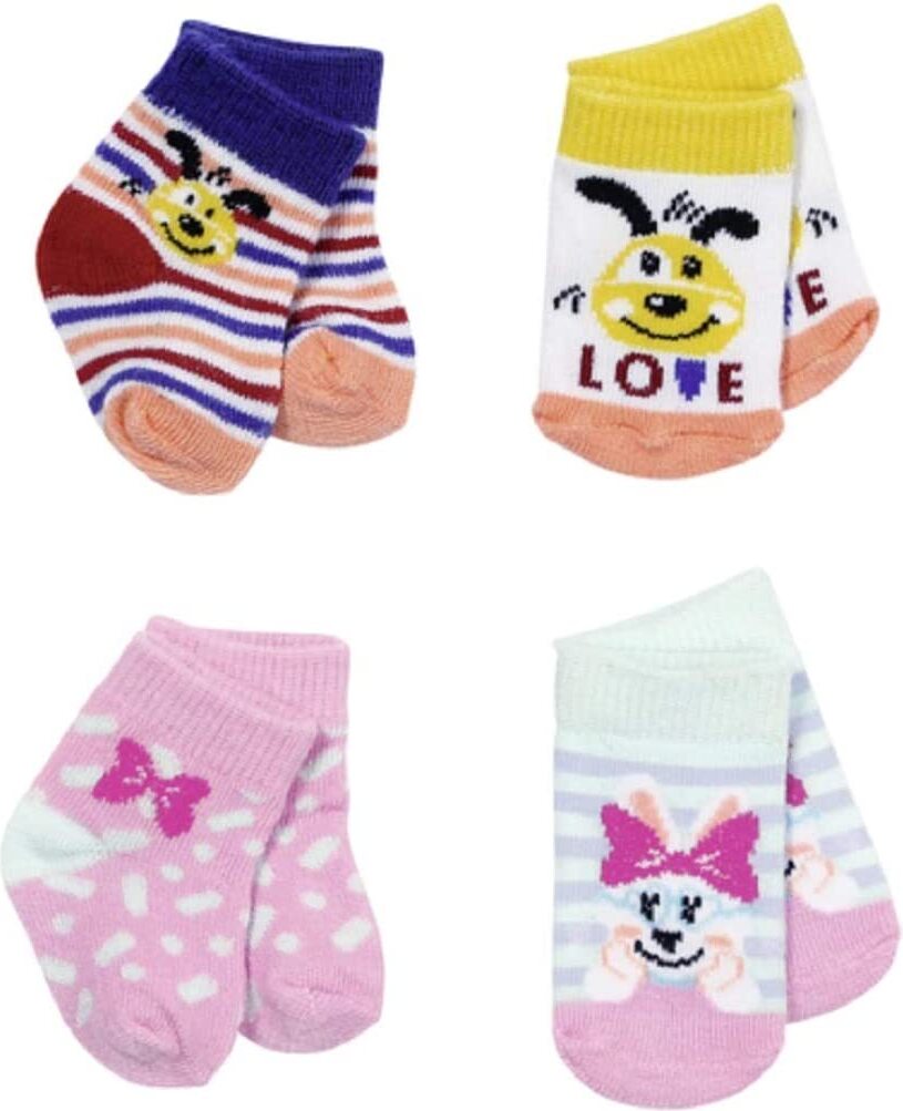 Zapf Creation 831755 - BABY born Socken 2x, 2 sort. 43cm - Gelb / Gestreift